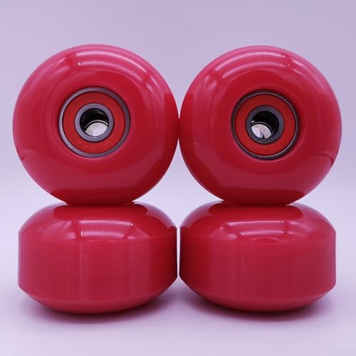 4 ruedas de monopatín longboard de 52 x 32 mm, dureza 95A con rodamientos ABEC9 para un mejor rendimiento en la calle (rojo)