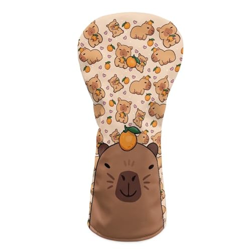 ELEQIN Driver Headcovers Golf Club Head Covers Cute Capybara Golf Head Covers Outdoor Sports Accessories Gift for Golfers Men Women for Spring Fall Summer Winter Durable
