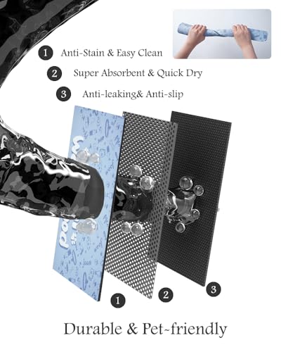 Image of Pet Feeding Mat-Absorbent Dog Mat for Food and Water Bowl-No Stains Quick Dry Water Dispenser Mat-Dog Accessories Pet Supplies-Bowl for Messy Drinkers(PAW,17 inchx28 inch