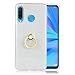 Produktbild Hülle Huawei P30 Lite Bumper Case Weiche TPU Abdeckung + Glitzer Papier 2 in 1 Hybrid Hülle mit 360°drehbar Kickstand Finger Griff Halter Silikon Schutzhülle Tasche für Huawei P30 Lite -- Weiße