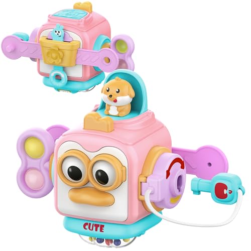 Image of SOONYANG Montessori Toys for 1 Year Old Girl, Toddler Toys Travel Activities Busy Board Cube for 1 Year Old Girl Gifts, Sensory Toys for Baby Gifts, Learning Fine Motor Skills Toddler Girl Toys