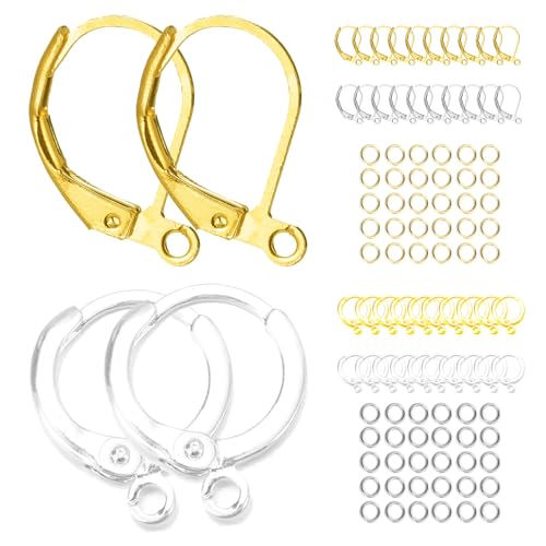 32 pcs Hypoallergenic Leverback French Earring Hooks Round Hoop Earring Earwires Gold Plated Brass for Jewelry Making