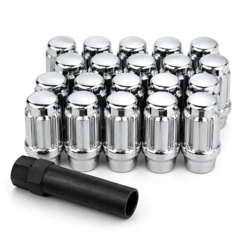 ET Spline Drive Tuner 7/16" Thread Chrome Lug Nut 24 Pc Set with Key image 4
