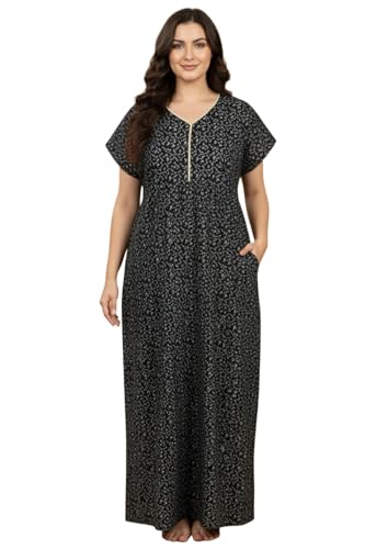 Image of Bahumaan Pure Cotton Nighty for Woman | Maxi Nighty for Women Cotton | Night Gown for Women with Pocket, Ideal for Loungewear