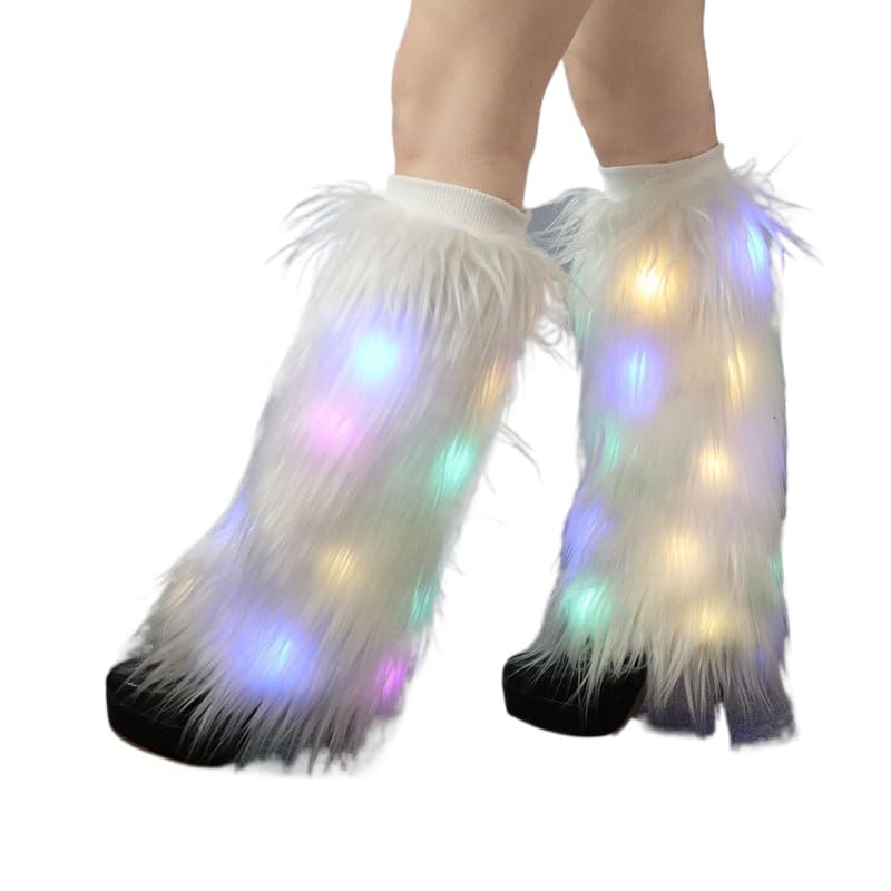 Fuzzy Leg Warmers Fuzzy Socks for Women Punk Halloween Party Leopard Leg Warmers Y2k Fluffy Socks Striped Cute4
