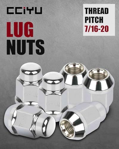 Image of cciyu 20PCS Wheel Lug Nuts 7 /16 inch-20 Close End Lug Nuts 1.395 inch(35.4mm) length Chrome Wheel Nuts Set Fit for 1977-1990 for Chevy Caprice | 1957-1982 for Chevy Corvette