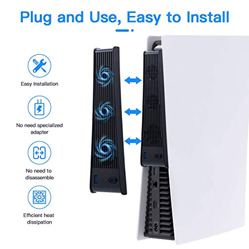 Mcbazel Kühlventilatoren in Schwarz, mit 3 Kühler und USB 3.0 Anschluss für die Playstation 5 Digital Edition/Ultra HD Konsole - Image 6