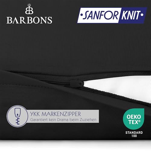 Barbons Kissenbezug 80x80 Schwarz 2er Set – 165 g/m² Oeko-TEX Zertifiziert Kopfkissenbezug 100% Jersey Baumwolle weiche Kissenbezüge… – Ansicht 4