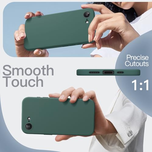 Image of JETech Liquid Silicone Cover Case for iPhone 17e (2026) / iPhone 16e, Silky Soft Touch Full-Body Protective Phone Case, Anti-Scratch Shockproof Cover with Microfiber Lining (Midnight Green)