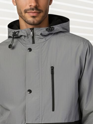 Image of CHKOKKO Sunscreen Jacket for Men Windcheater Hooded Zipper Sports Jacket | UV Protection | Sun Protective | Lightweight Water Resistant | Riding Biker | Outdoor Travel Gym Running