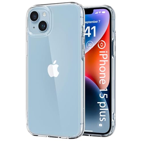 Image of KACA Clear Back Cover Case for Apple iPhone 15 Plus |Case for iPhone 15 Plus|Shockproof Bumper TPU Protective Design|Apple iPhone 15 Plus Back Cover- Transparent