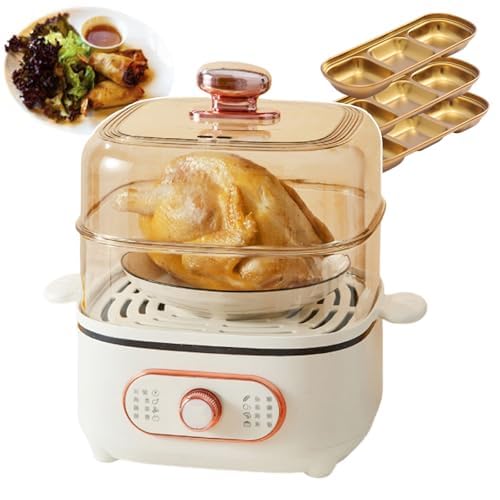 Pentola Elettrica 2 in 1, Fornello A Vapore Elettrico da 1200 W, Scalda Alimenti Caldi a Doppio Strato da 10,5 Litri con Coperchio Visivo e Tappetino Antiscivolo, Multi-Cooker per Verdure, Carne