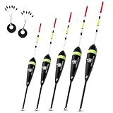 Njord Kalastus Angel Posen Set 5 Stück mit 12x Posenstopper 2g/3g/4g/5g/6g Posen Angeln Laufposen Angeln Universal Posen Forellen Posen Friedfisch Posen Schwimmer Angeln Zubehör
