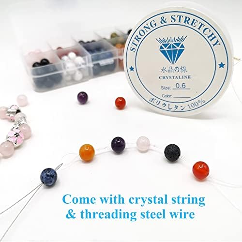 VARACL Natural Stone Beads for Jewelry Making, 150pcs 8mm Round Genuine Gemstone Loose Crystal Beads for Bracelet Making Kit, Necklace Earrings Ring Jewelry Making Kit Findings DIY Craft