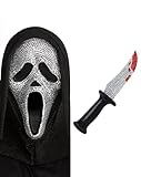 Spirit Halloween Ghost Face ® Bling Full Mask and Bowie Knife Bundle | Officially licensed | Horror | One size fits most | Ghost Face Costume Kit