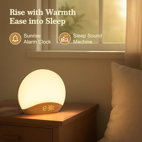 REACHER Wood Grain Sunrise Clock