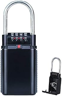 BenRich Key Padlock Safe, 4-Digit Combination Key Storage Lock, Weatherproof Portable Key Safe Box with Shackle to Share and Secure Spare Keys for Homes Offices Cars (Black)