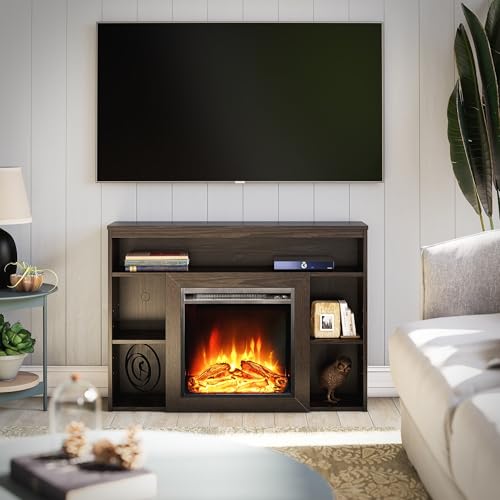Ameriwood Home Alwick Mantel with Electric Fireplace, Espresso - Thumbnail 3
