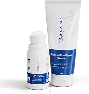 Underarm Pigmentation Kit - No Fragrance | With 4% AHA BHA Underarm Roll-on (50ml) & Pigmentation Repair Cream (100g) | For Bright & Smooth Underarms | Fights Odour-Causing Bacteria, Fade