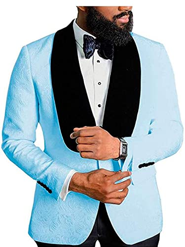 Men's 2 Pieces Floral Patterned Business Suit Shawl Lapel One Button Blazer Regular Fit with Black Pants