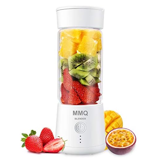 Portable Blender, MMQ Personal Size Glass Juicer Cup, Fruit Shake, Smoothies Mixer with 2000mAh USB Rechargeable Battery, 3D Six Blades, 410ML (White)