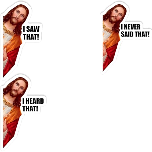 (3Pcs) Jesus I Saw that I Heard that I Never Said that Stickers 3 Christian Scrapbook Supplies Waterproof Decal for Journaling Laptop Kindle Water Bottle Stanley Cup Bumper
