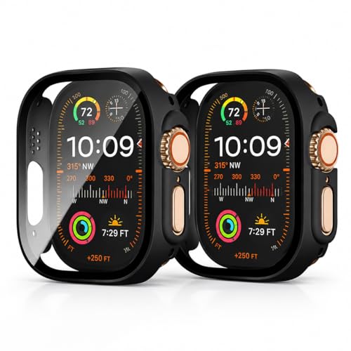 Image of Mizi 2 Pack Hard PC Case Built in Tempered Glass Compatible with Apple Watch Series 11(2025) Series 10 46mm, Thin Protective Case with Screen Protector - Black