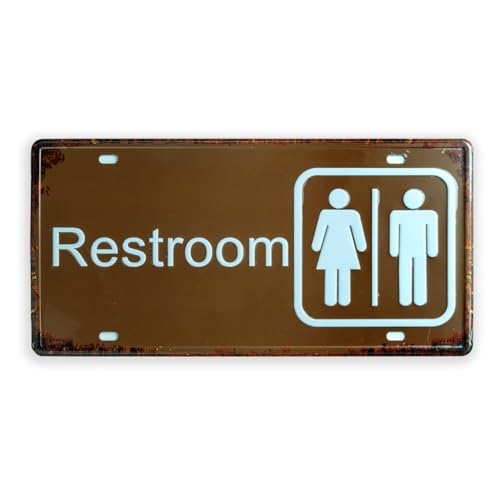 Image of inchREstroom Signage inch Vintage Retro Metal Signs - License Wall Plate, Car Tag - Ideal for Cafe, Restaurant, Shop, Home, Hotel, Club, Office, Living Area - Design Plaque