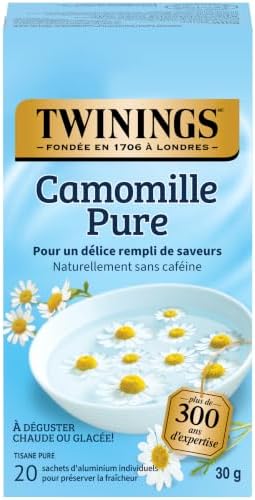 Twinings Herbal Camomile Individually Wrapped Teabags, Naturally Caffeine-Free, Made with 100% Pure Camomile Blossoms, 20 Count (Pack of 6), Enjoy Hot or Iced