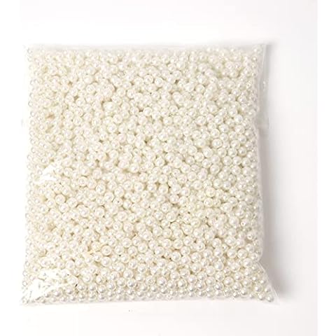 HAPY SHOP 2400 Pcs 6mm Ivory Art Faux Pearl Beads ABS Round Loose Spacer Beads Imitation Round Pearl Beads for DIY Craft Necklaces Bracelets Jewelry Making,Dress Decorating Repairing,Vase Fillers Cover