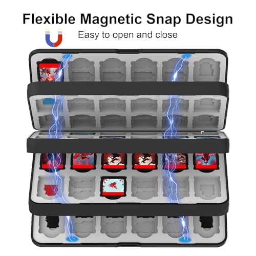 QuoLumPIA 96 Game Case - for Nintendo Switch 2/OLED/Lite Cartridge storage with 96 Game Card Slots & 160 Micro SD Card Slots, Black, Hard Shell, Silicone Lining, Magnetic snap, Travel, Gift, Party by QuoLumPIA - Image 5