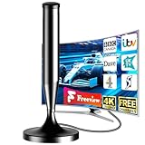 Indoor TV Aerial for Freeview & Freeview HD, Digital HD TV Aerial with 360° Reception, Magnetic Base, Strong Signal, Supports 4K/1080P, Easy Setup for Smart & Older TVs, 5m Cable
