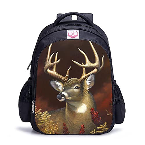 Sac à dos imprimé 3D cerf 41x28x12 cm pour voyage et loisirs