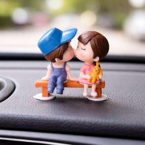 Image of SATYAM KRAFT 2 Set Romantic Couple Love Sitting on Bench Miniature Showpiece Valentine Gift for Girlfriend Boyfriend Husband Wife Wedding Anniversary Birthday Home Decor Statue Resin Decorative Idol.