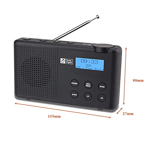 Portatile Dab + FM. Radio Digitale con 40 stazioni preimpostate, TAMPONARE Radio con USB Carica, Timer di Sospensione e Ingresso per Cuffie da 3,5 mm, 15,5 cm * 2,7 cm * 8,8 cm (Color : White)