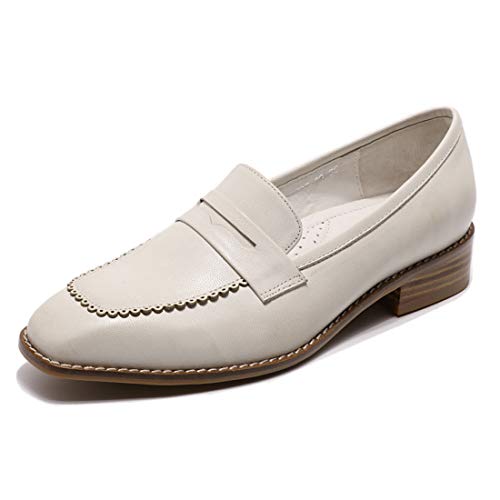 Image of Mona flying Womens Leather Square Toe Penny Loafer Slip on Flat Office Shoe