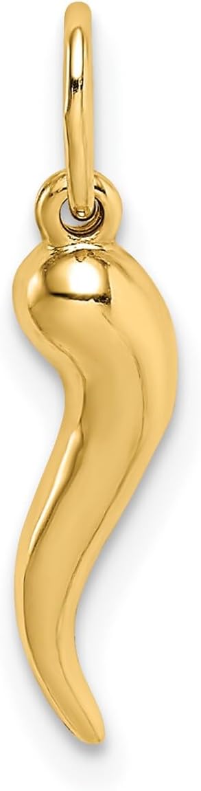 Diamond2Deal 10K Yellow Gold Hollow Italian Horn Charm Pendant