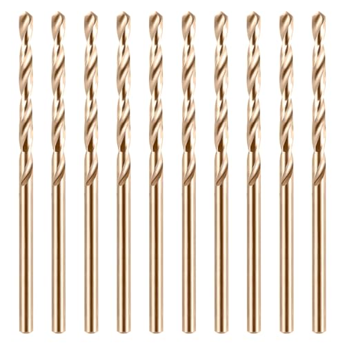 Cobalt Drill Bit Set 2.5mm - 10pcs, M35 Twist Drill Bits Straight Shank, 2.5mm High Speed Steel Drill Bits for Drilling in Hard Metal, Stainless Steel, Cast Iron