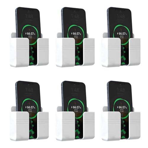 Image of Prolet Wall Mounted Mobile Holder Storage Case for Remote, Wall Mounted Mobile Stand /Multi Purpose Stand with Hole for Phone Charging (White-P6, Pack of 6)