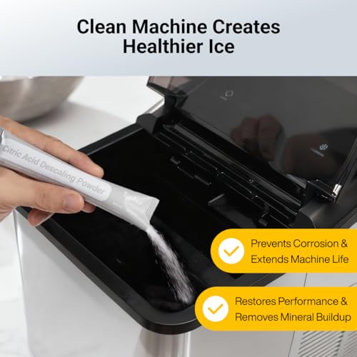Image of Typhur Ice Maker Cleaner and Descaler, 4 Individually Packed Uses, 100% Pure Citric Acid Powder, Improve Ice Taste, Nickel Safe Compatible with Euhomy, Frigidaire, Opal, GE Profile