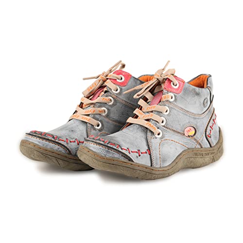 TMA EYES Women's Handmade Quilted Leather Classical Lace up Fashion Comfortable Ankle Platform Booties2