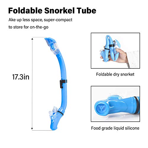 Image of Kids Snorkeling Set Children Mask Fin Snorkel Set Snorkeling Gear Snorkel Mask + Adjustable Swimming Kids Flippers+ Dry Snorkel Tube + Travel Bags