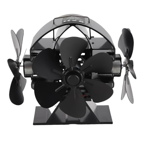 SALEYNABEA Ventilador de estufa de calor de 3 cabezales, ventilador de chimenea con aluminio de 18 aspas, ventilador de estufa de leña con soplado de 270 grados, eficiencia energética con