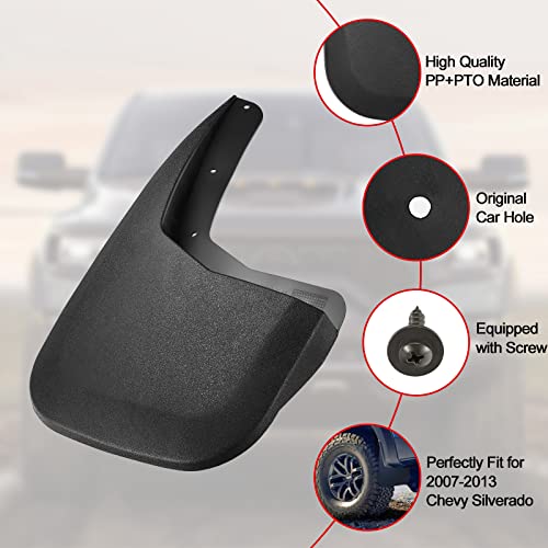Image of BDFHYK Mud Flaps Splash Guards Mudguards Mudflaps Compatible with Chevy Silverado 1500 2500HD 3500 3500HD 2007-2013 Without Fender Flares,4PCS Front & Rear Side