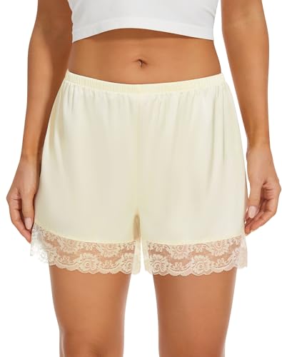 Image of MANCYFIT Satin Bloomers for Women, Lace Hem Slip Shorts
