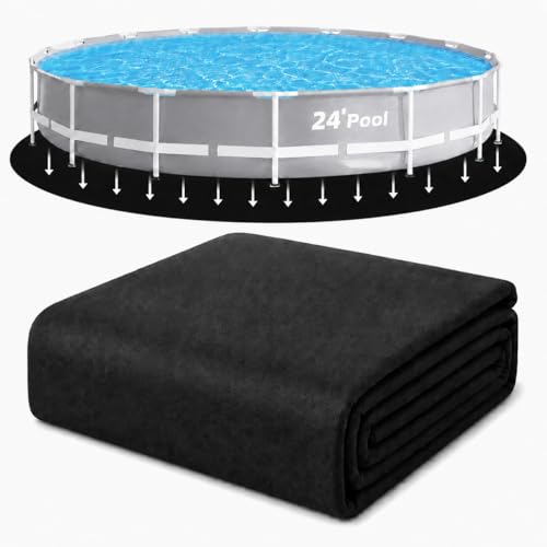 Pool Helper 24-Foot Round Pool Pads for Above Ground Pool Durable Geotextile Fabric Under Pool Liner Pad Puncture Resistant Pool Ground Pad Extend Liner Life Black