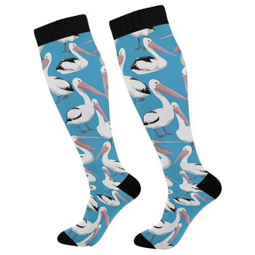 Dussdil Cute Pelicans Compression Socks for Women and Men Circulation Long Socks for Athletic Running Cycling Nurse Stockings Socks
