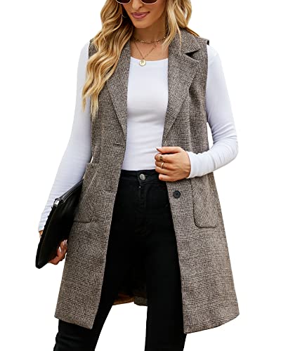 Kedera Women's Single Breasted Long Vest Jacket Casual Sleeveless Pocket Outerwear Longline Trench Coat #TOP19