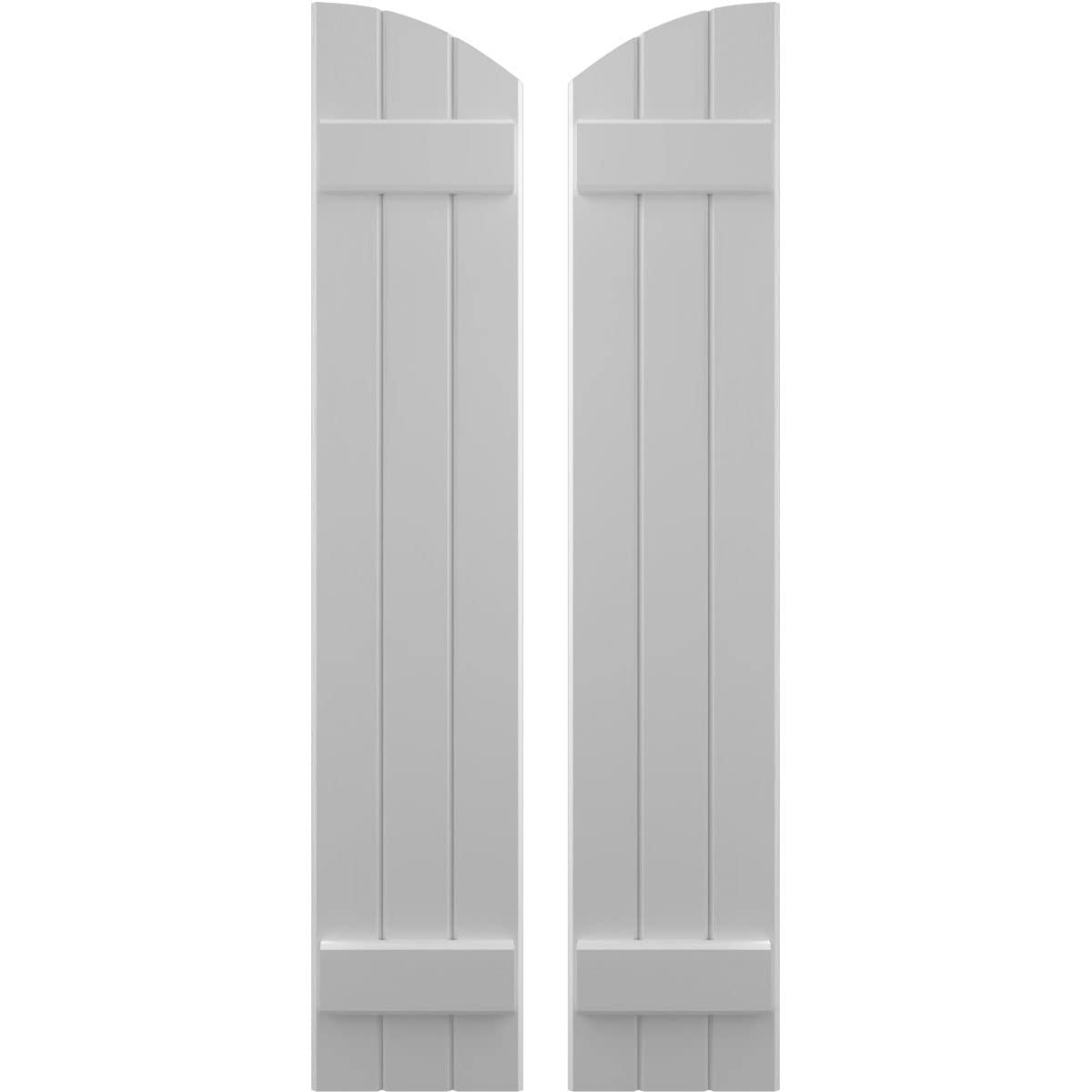 Ekena Millwork ARW101BE311X64PRH Americraft Lot de 3 volets extérieurs en bois véritable avec dessus elliptique (paire), 26,4 x 162,6 cm (l x H), apprêté