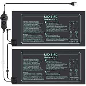Luxbird Alfombra calefactora para Plantas con Controlador de Temperatura, 2 Alfombrillas térmicas con 1 Controlador, 30 vatios, Control uno a Varios, impermeabilidad IP67, 52.7 x 25.4 cm